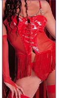 Ensemble Western - Gupire, string et gants - Rouge - 95