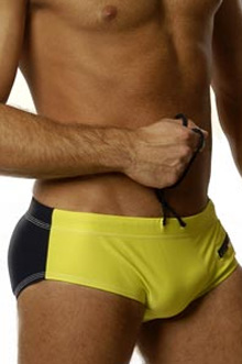 Slip de bain Baton Rouge PriapeWear - Bleu/Citron Vert - Taille M