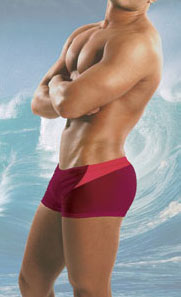 Maillot de bain Square PriapeWear - Bordeaux/Rose - Taille M