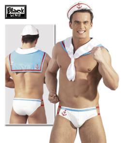 Costume Marin Sexy Vinyl - Blanc/Bleu Ciel - Taille XL