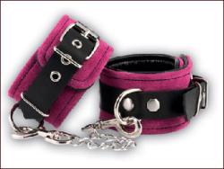 Menottes-Entraves Cuir Rose (luxe)