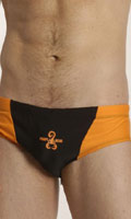 Slip de bain Badehose Rio PriapeWear - Black/Orange - Size M