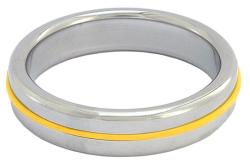 Stainless Steel Slim Cock Ring With Yellow Band - 40 mm <span style=color:red;>[Out of stock]</span>