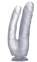 Click to see product infos-  Double Cock - RealRocK - Clear - Size 10 Inches